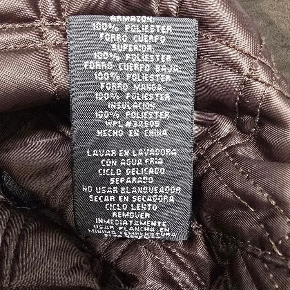 St Johns Bay Mens L Brown Suede Polyester Bomber Jacket Full Zip Casual Workwear